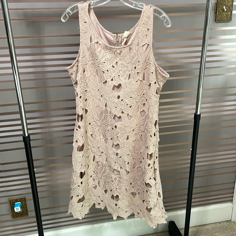 Japna size XL floral keyhole dress fully lined in pink Blush